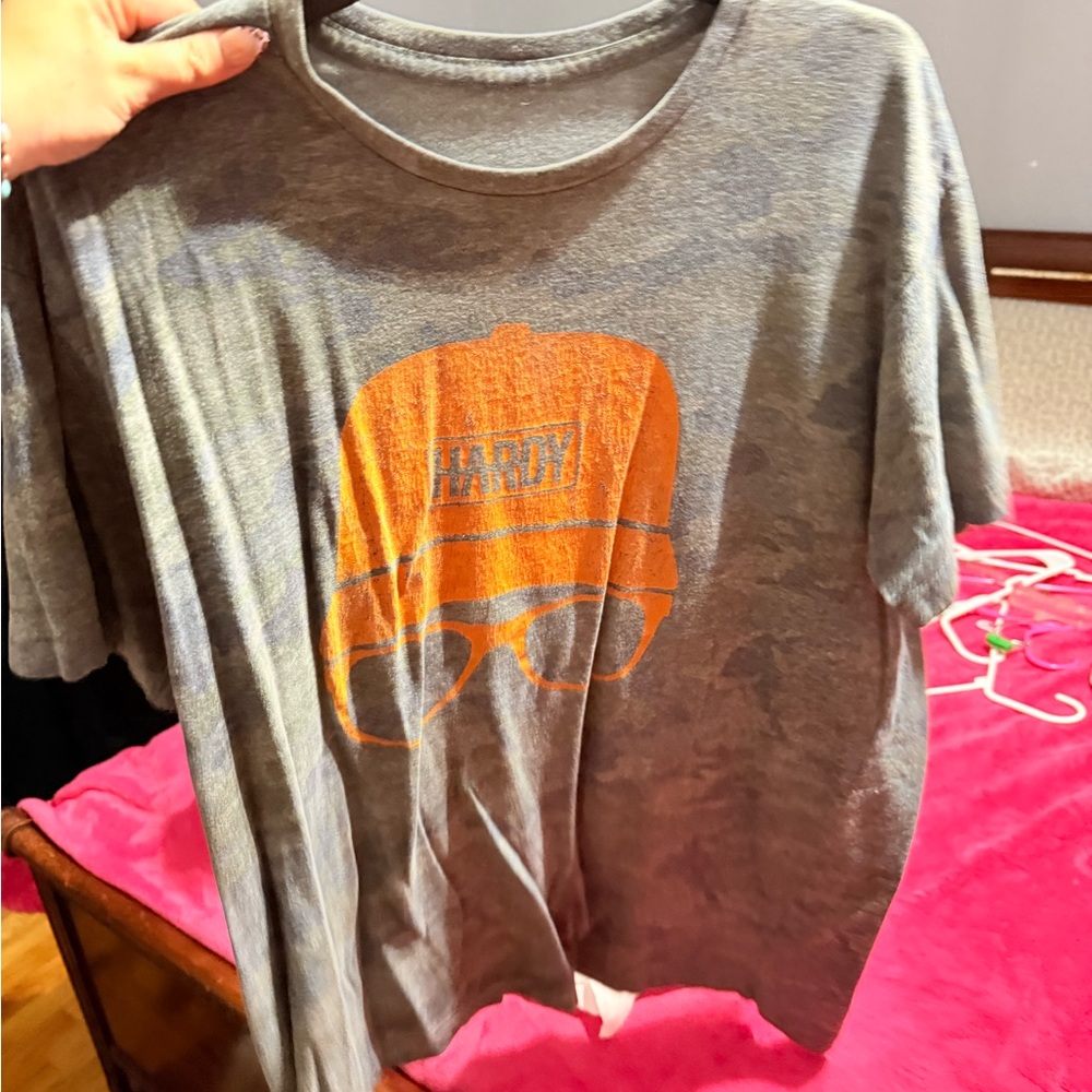 Gray T-Shirt with Orange Graphic